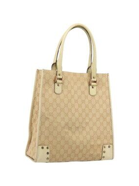 GUCCI GG Canvas Tote Bag Beige Gold 124261